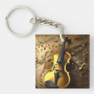 Vintage Goldvioline auf goldenen Tonkordeln, Schlüsselanhänger