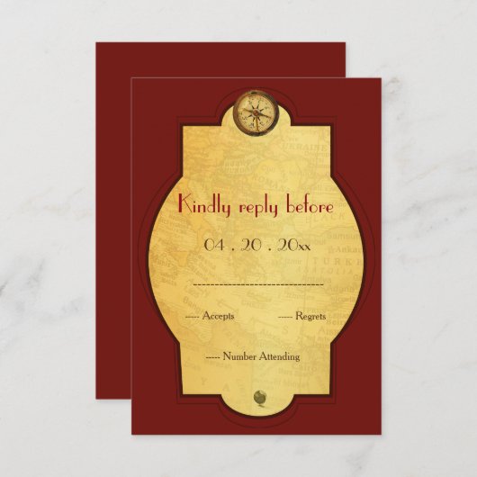 Vintage Goldwelt - Hochzeit RSVP (Vorne/Hinten)