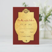 Vintage Goldwelt - Hochzeit RSVP Karte (Stehend Vorderseite)