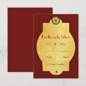 Vintage Goldwelt - Hochzeit RSVP Karte (Vorne/Hinten)