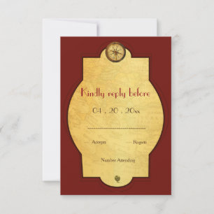 Vintage Goldwelt - Hochzeit RSVP Karte