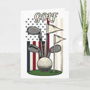 Vintage Golf Amerikanische Flagge Retro Schläger B Karte