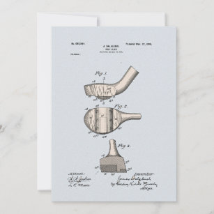 Vintage Golf Club Patent Blank Grußkarte