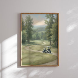 Vintage Golf Course Wall Art with Cart Poster