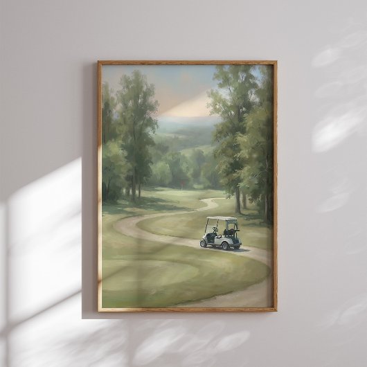 Vintage Golf Course Wall Art with Cart Poster