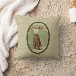 Vintage-Golf-Dame-Kunst (drei) Kissen