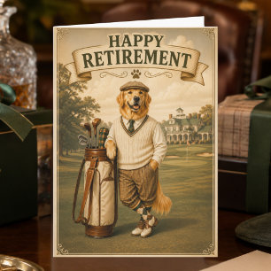 Vintage Golf Golden Retriever Frohe Rente Karte