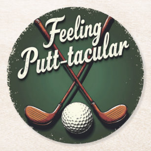 Vintage-Golf-Humor: Fühl dich Putt-takulär Runder Pappuntersetzer