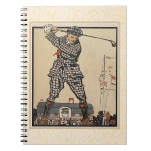 Vintage-Golf-Illustrationskunst von Edward Penfiel Notizblock