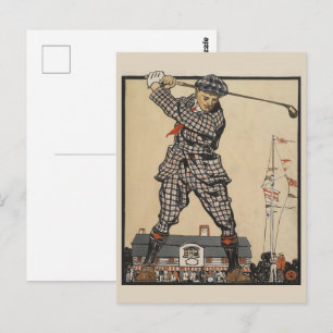 Vintage-Golf-Illustrationskunst von Edward Penfiel Postkarte