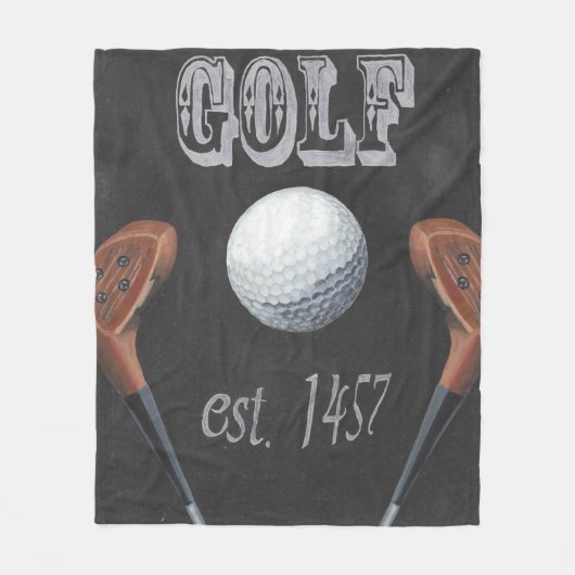 Vintage-Golf-Kreidetafel-Design Fleecedecke (Vorderseite)