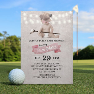 Vintage-Golf-Mädchen-Sport-Thema-Baby-Party Einladung