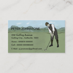 Vintage-Golf-Spieler-Kontaktkarten Telefonnummerkarte