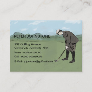 Vintage-Golf-Spieler-Kontaktkarten Telefonnummerkarte