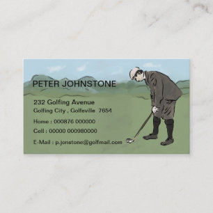 Vintage-Golf-Spieler-Kontaktkarten Visitenkarte