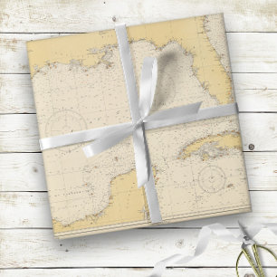 Vintage Golf von Mexiko Authentische Seekarte Geschenkpapier