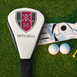 Vintage Golf-Wappen mit gekreuzten Schlägern, Init Golf Headcover