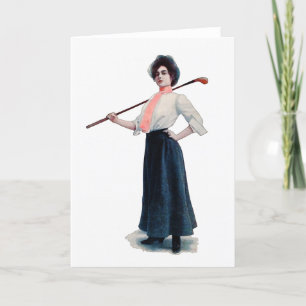 Vintage Golfer-Aquarellkarte Feiertagskarte