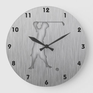 Vintage-Golfer; Metall-Look Große Wanduhr