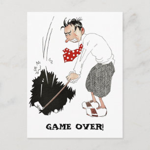 Vintage Golfer Playing Golf, Save the Date! Ankündigungspostkarte