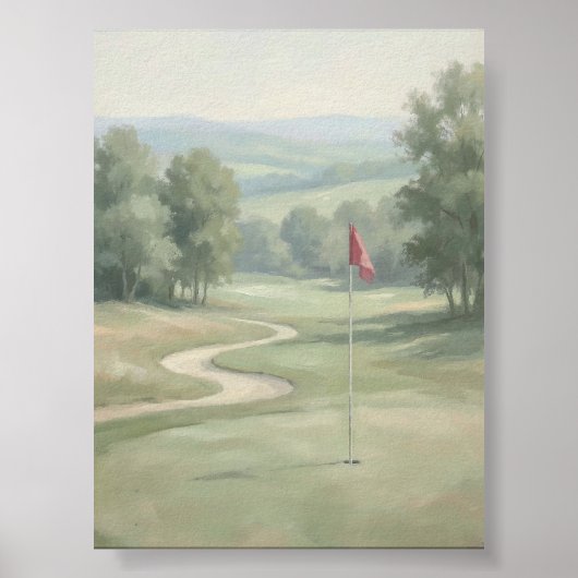 Vintage-Golfgrün mit Flaggen-Wandkunst Poster (Vorne)