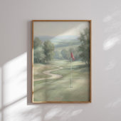 Vintage-Golfgrün mit Flaggen-Wandkunst Poster