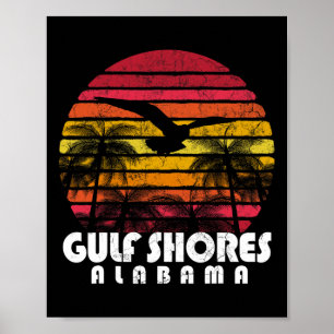 Vintage Golfküste Al Alabama Sunset Distre Poster