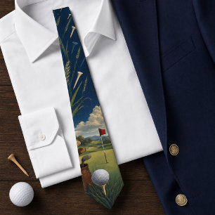 Vintage-Golfplatz & -Schläger Navyblauer Herren- Krawatte