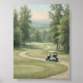 Vintage-Golfplatz-Wandkunst mit Wagen Poster (Vorne)