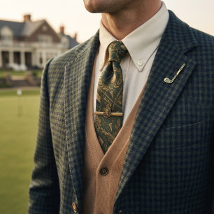 Vintage Golfschläger Grün und Gold Sport Krawatte