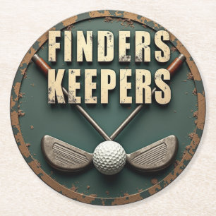 Vintage Golfschläger und Ball Finders Keepers Runder Pappuntersetzer