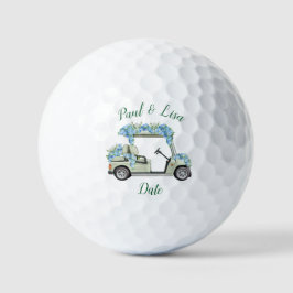 Vintage-Golfwagen Blaue Hortensie Monogramm-Golf  Golfball