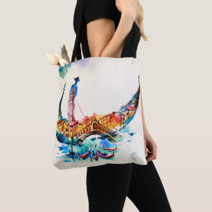 Vintage-Gondel Venedig Stadt Reise Liebe Aquarell Tasche