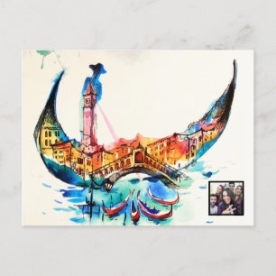 Vintage-Gondel Venedig Stadt Reise Liebe Wasserfar Feiertagspostkarte