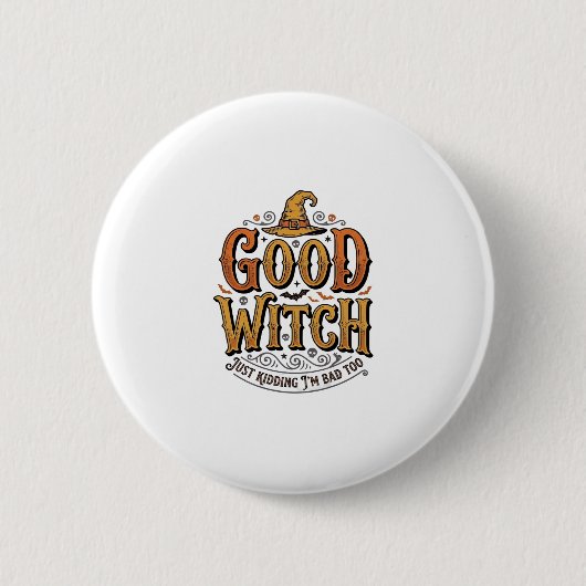 Vintage Good Witch Halloween-Schriftzug Design_1 Button (Vorderseite)