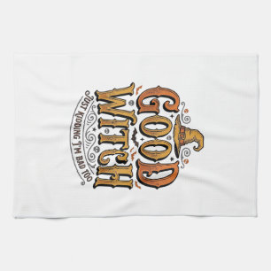 Vintage Good Witch Halloween-Schriftzug Design_1 Geschirrtuch