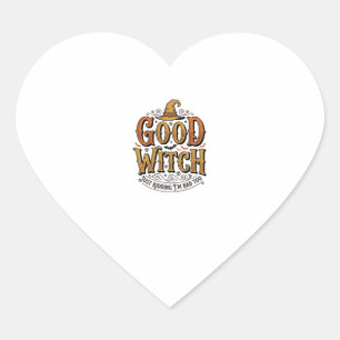 Vintage Good Witch Halloween-Schriftzug Design_1 Herz-Aufkleber