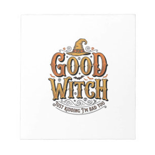 Vintage Good Witch Halloween-Schriftzug Design_1 Notizblock