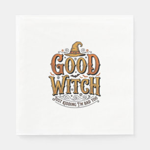 Vintage Good Witch Halloween-Schriftzug Design_1 Serviette