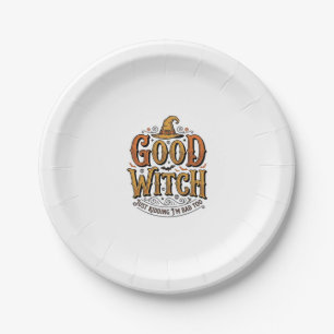 Vintage Good Witch Halloween-Typografie-Design_1 Pappteller