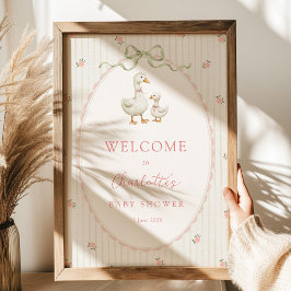 Vintage Goose Baby Shower Welcome Poster