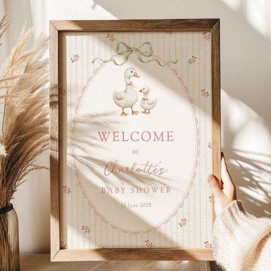 Vintage Goose Baby Shower Welcome Poster