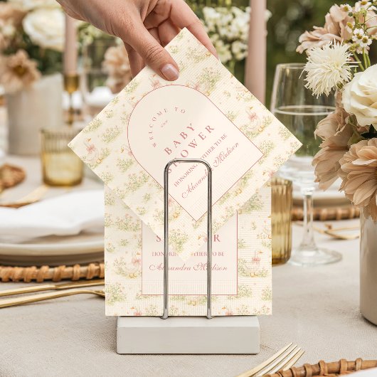 Vintage Goose Floral Baby Shower Serviette