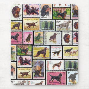 Vintage Gordon Setter Briefmarken der Welt Mauspad
