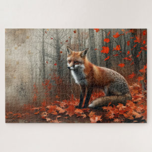 Vintage Gorgeous Red Fox Herbstblätter 20x30 Puzzle