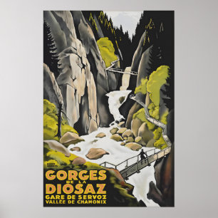 Vintage Gorges de la Diosaz Chamonix Frankreich Re Poster