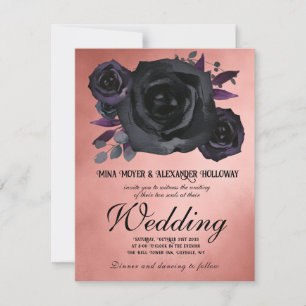 Vintage-Goth-Blush-Schwarze-Rosen-QRC-Hochzeit Einladung