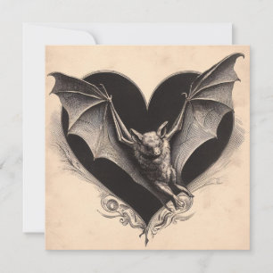 Vintage-Goth-Fledermaus-Valentinstag-Gothic-Retro Karte