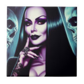 Vintage-Goth-Frau Fliese (Vorderseite)