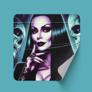 Vintage-Goth-Frau Quadratischer Aufkleber